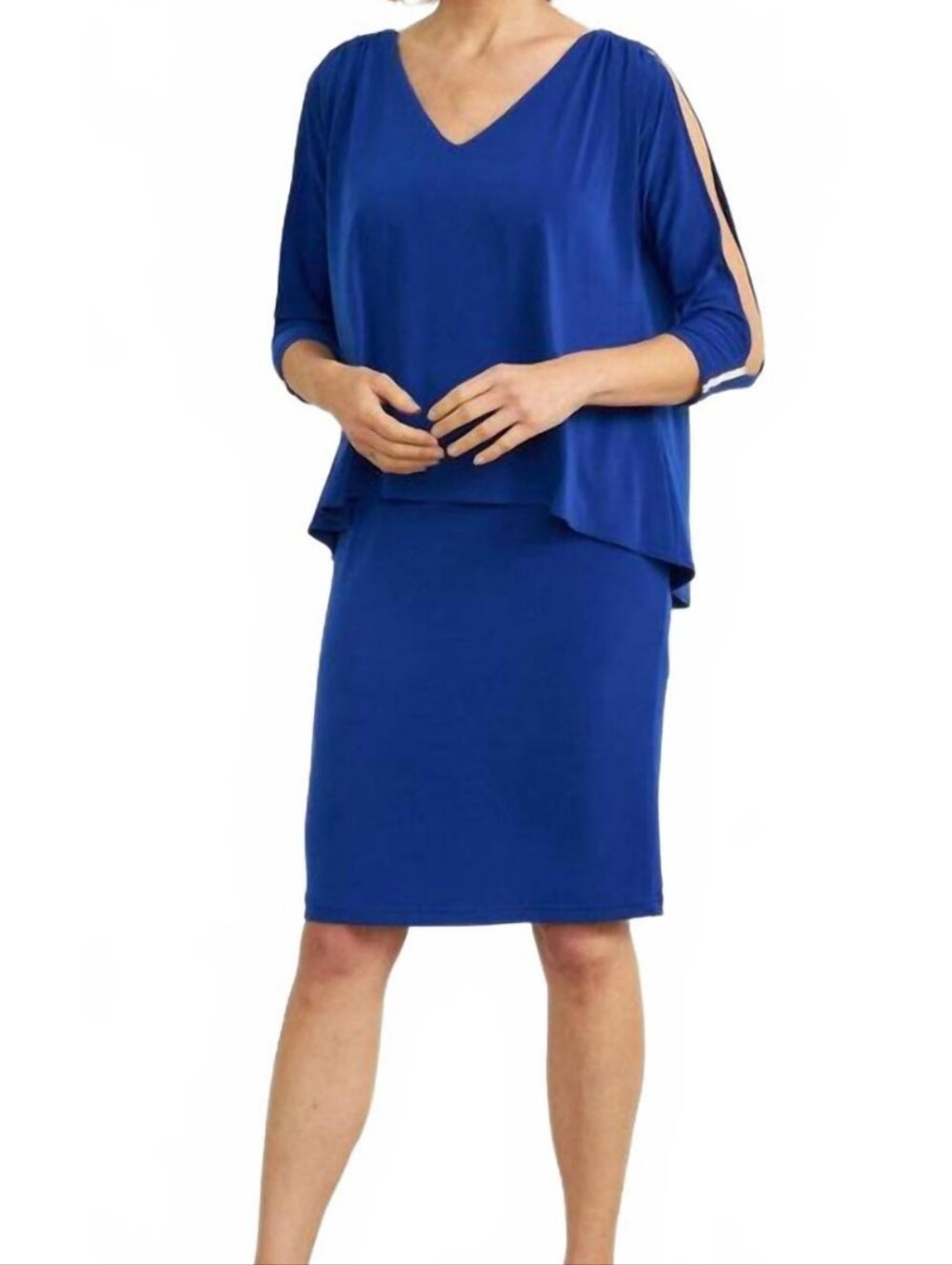 Joseph RIBCOFF designer Cold Shoulder Dress Or X Long Tunic Royal Blue  12/14